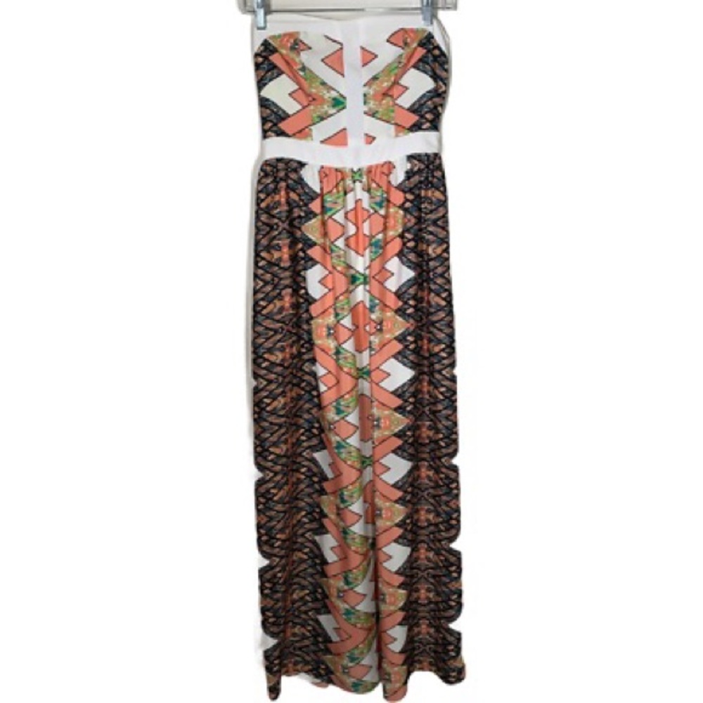 Lavender Brown Strapless Gown - XS coral pattern